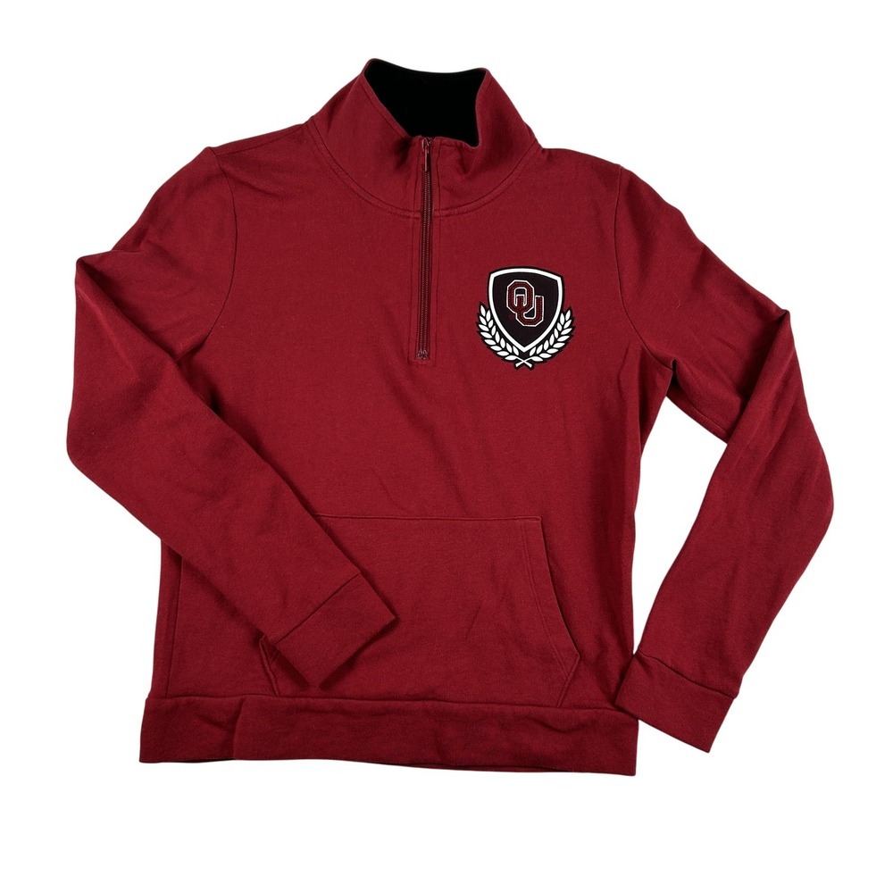 Oklahoma‎ Sooners Sweatshirt Womens Small NCAA Football Quarter Zip PINK VS